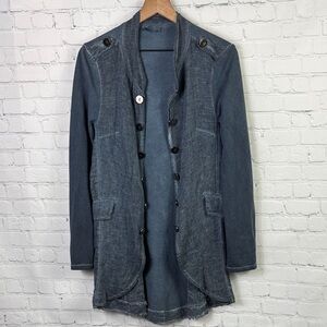 SUZY D London Stonewash Military Open Front Jacket size medium